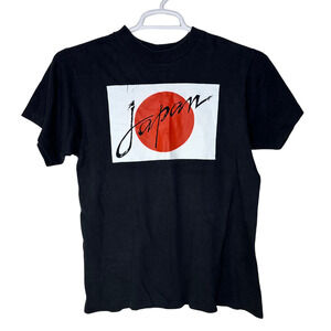Vintage Japan Shirt Mens Medium Black Graphic Tee Red Sun‎ Single Stitch USA 90s